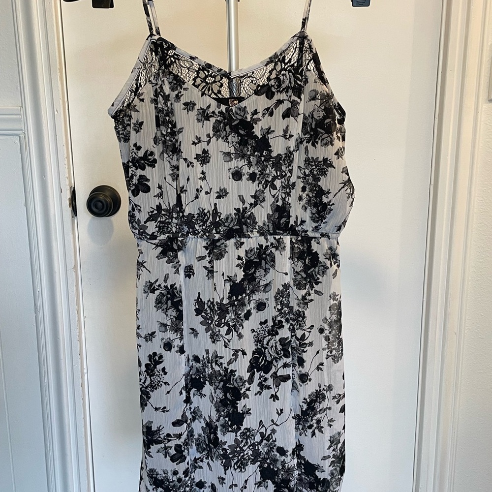 Floral Black and White Dress